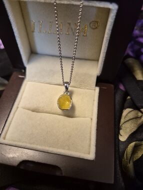 NWT Genuine Yellow .50ct Polki Diamond Pendant  Platinum Over Solid Sterling
